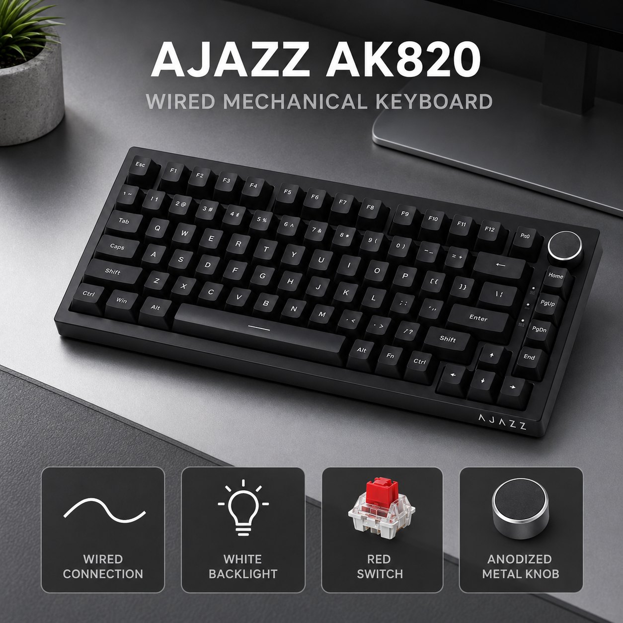 Gaming Keyboard Budget - AJAZZ AK820 Wireless Mechanical Keyboard Bluetooth