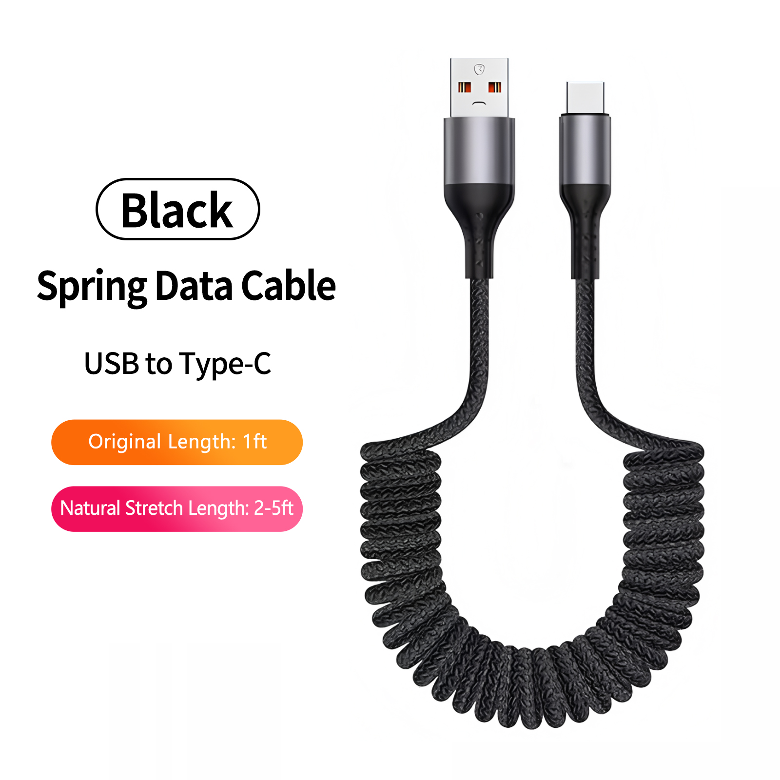 Coiled Usb Cable - Coiled USB A to Type C