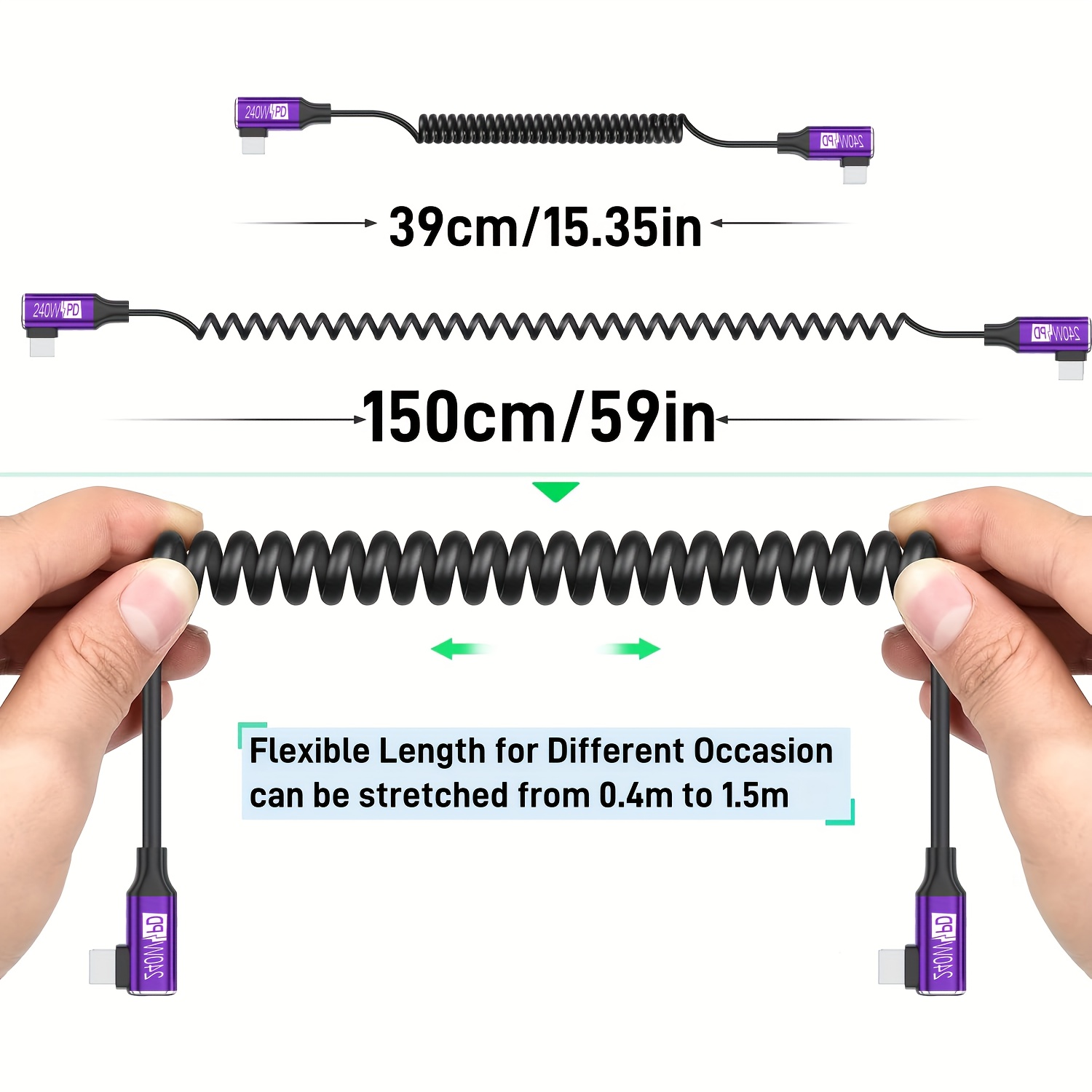 240W PD Coiled Spring Type-C C - Coiled Usb Cable recension och pris