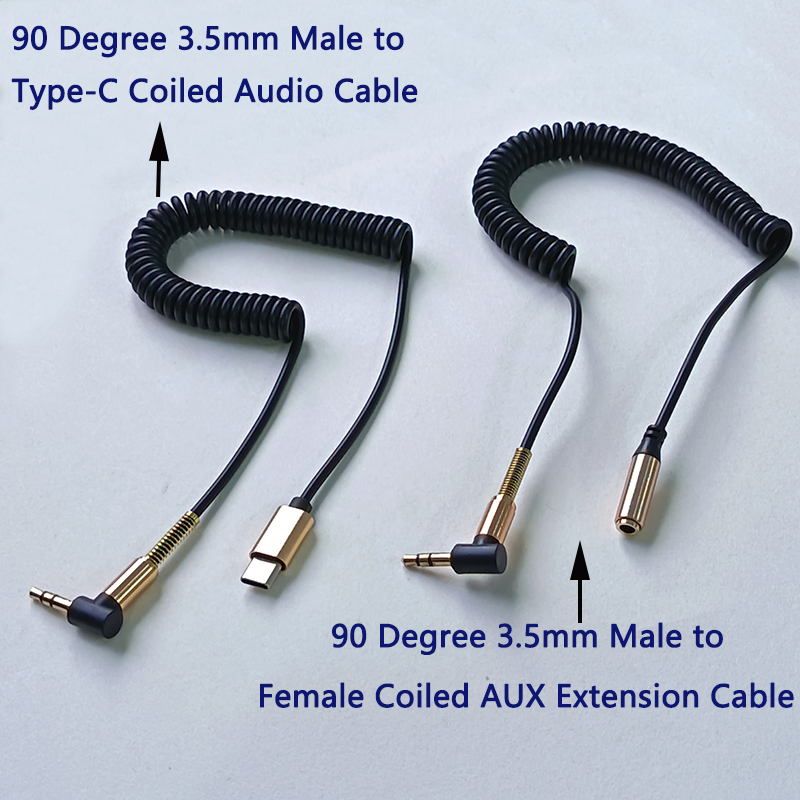 1PC 90 Degree 3.5mm 1.5M Coile - Coiled Usb Cable recension och pris