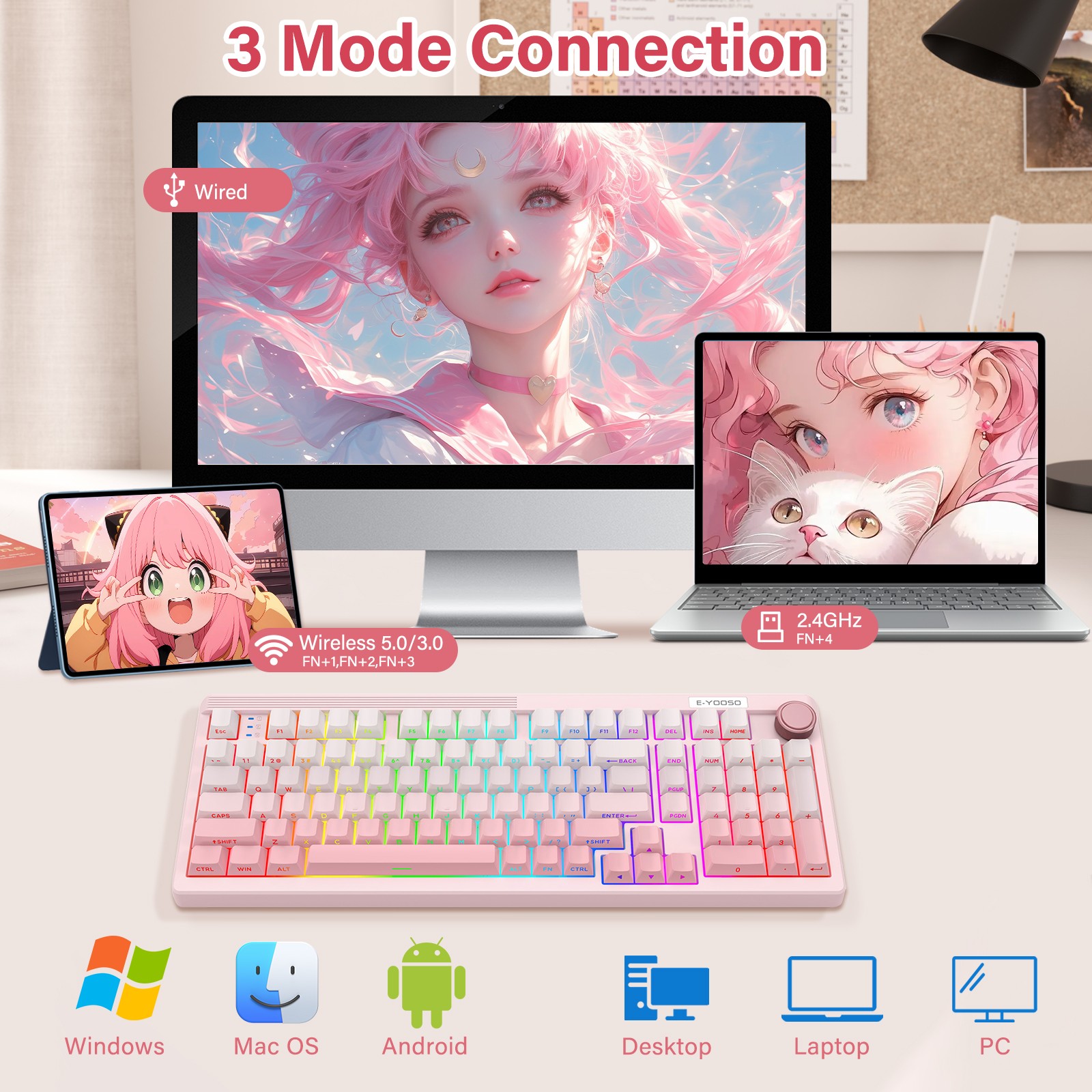 E-YOOSO 98-Key Wired Tri-mode  - Gaming Keyboard E Yooso recension och pris